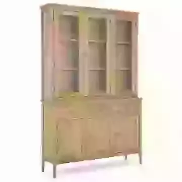 Large Waxed Oak Finish 3 Glazed Door Dresser Unit with Storage